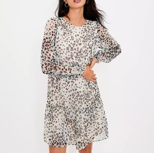 NWT Loft Shimmer Animal Print Swing Dress